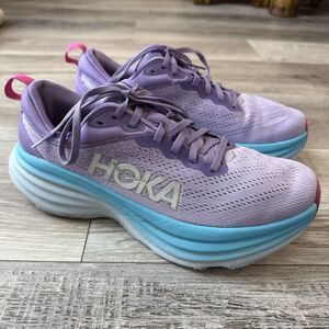 Hoka Bondi 8 Shoes Women Sz 8.5 Chalk Violet Pastel Running 1127952 CVPL Sneaker